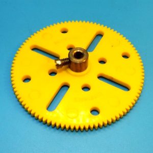 Meccano yellow plastic spur gear wheel, 95 tooth, part 27cp.