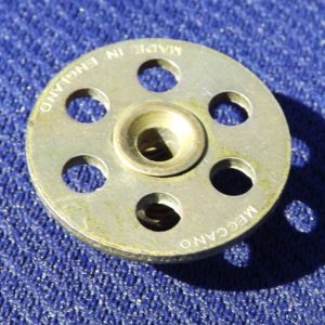 Meccano small Bush Wheel, part 518, available in various finishes.