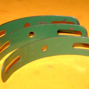 Three green Meccano Formed Slotted Strips, part 215