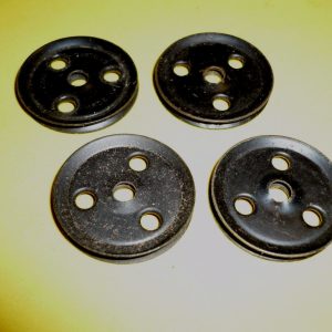 Four Meccano black Pulley Wheels part 22a