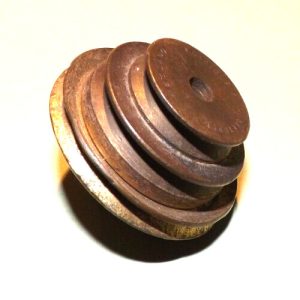 Meccano Cone Pulley, part 123, pressed brass type