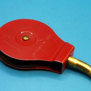 Meccano single sheave medium red Pulley Block, part 151 with black pulley