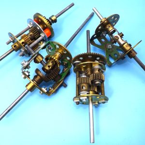 Four Meccano-built mechanical components