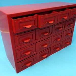 Industrial style metal Multi Drawer Storage Cabinet, red