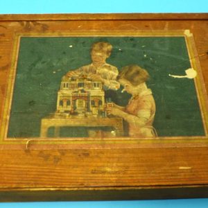 A charming vintage wooden block toy set in original wooden box