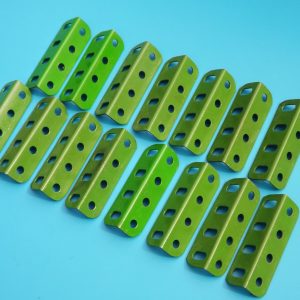 Fifteen repainted green Meccano Angle Girders, part 9e, 2 inch.