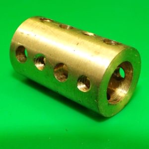 Meccano compatible large axle (9.5mm dia axle) brass coupling.