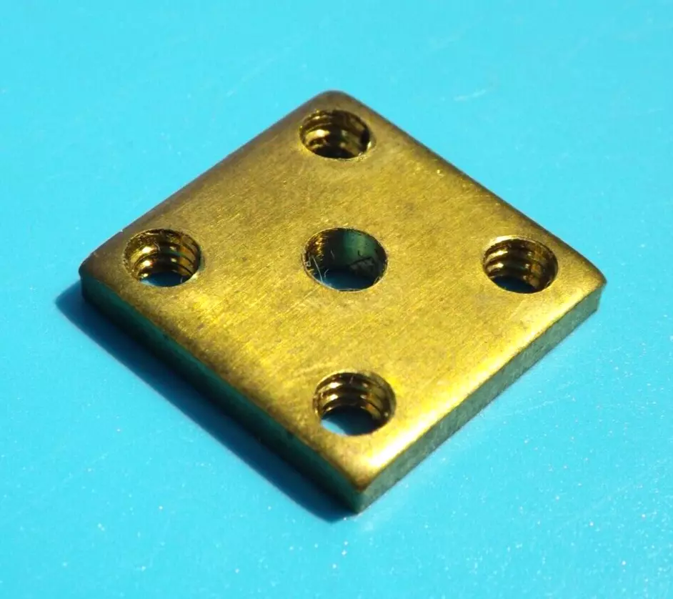Meccano compatible brass threaded plate. Four threaded holes, untapped ...