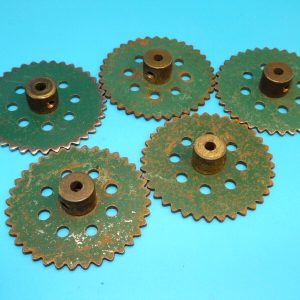 Five Meccano two inch Sprocket Wheels, Green, part 95. (A)