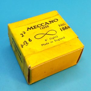 Meccano sealed yellow trade box of six 6" light Driving Bands, part 186a.