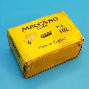 Meccano sealed yellow trade box of six Single Bent Strips, part 102.