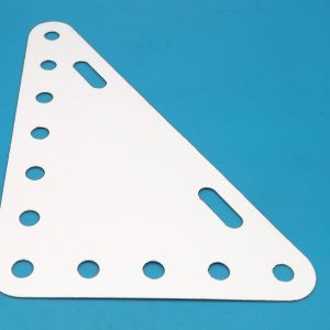 Meccano White Plastic Triangular Plate, 7 x 5 hole, Part 226p.