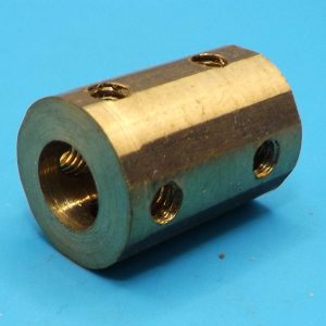 Meccano compatible custom-made large axle brass reducing coupling (7.5mm to standard Meccano axle)