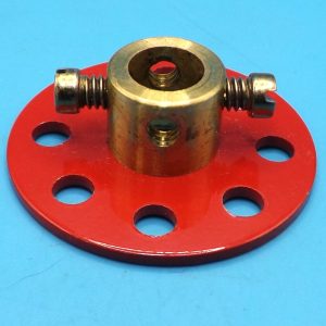 Meccano compatible large axle (7.5 mm internal dia.) eight hole red bush wheel