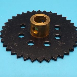 Meccano compatible large axle (7.5 mm internal dia.) black sprocket wheel, 2 inch external