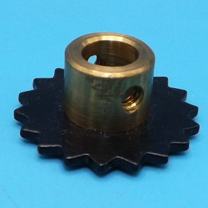 Meccano compatible large axle (7.5 mm internal dia.) black sprocket wheel, 1 inch external