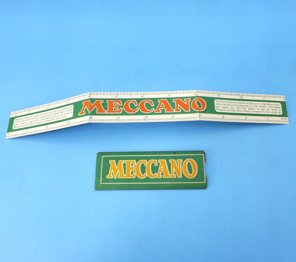 Meccano original scarce promotional Card Ruler